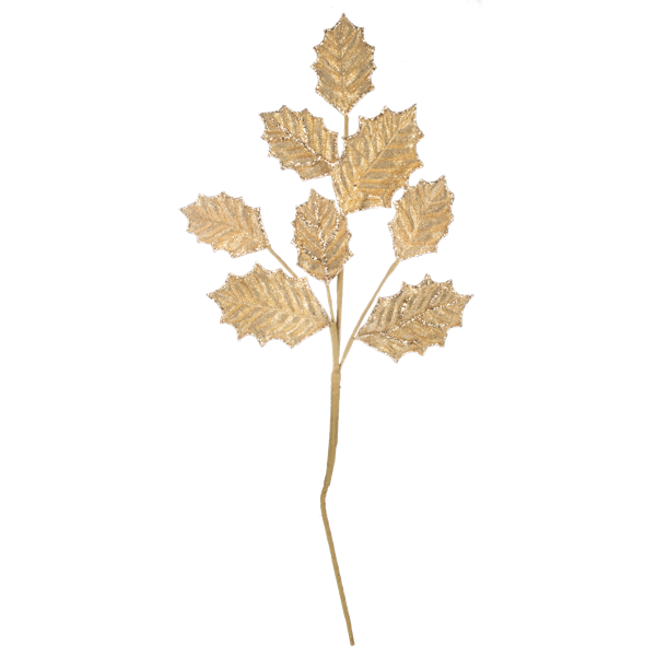 Gold Beaded Holly Leaf Spray