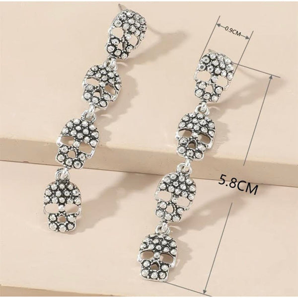 Skull Pendant Long Earrings