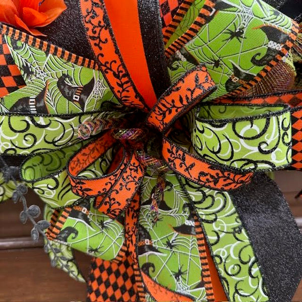 Halloween Flying Witch Sign Wreath-Handmade