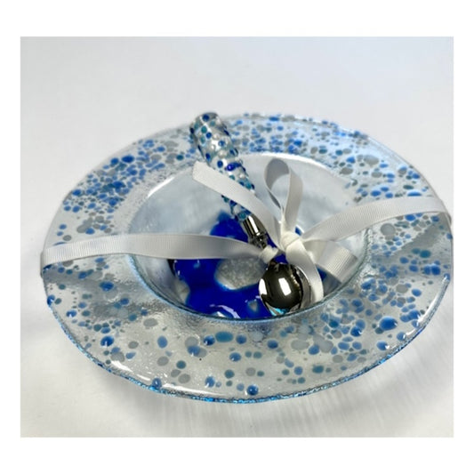 Fused Glass Hanukkah Dip & Spreader Set