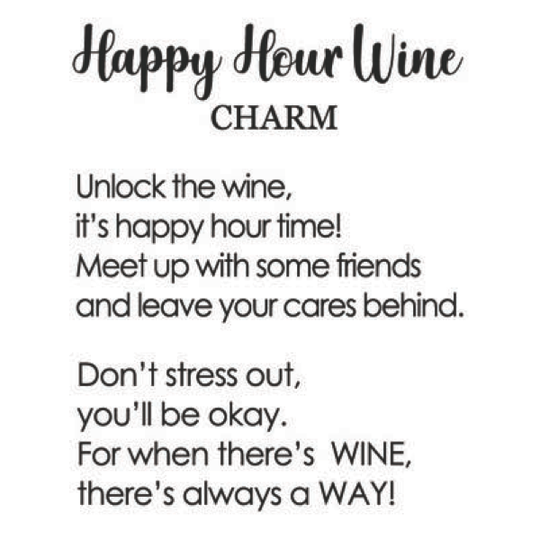 Happy Hour Wine Charm, with Insert Card-Red or White, each sold separately