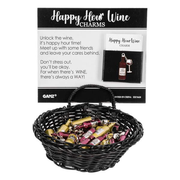 Happy Hour Wine Charm, with Insert Card-Red or White, each sold separately