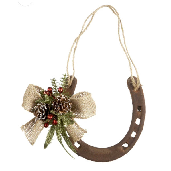Rustic Horseshoe Ornament, Kissing Krystals Collection
