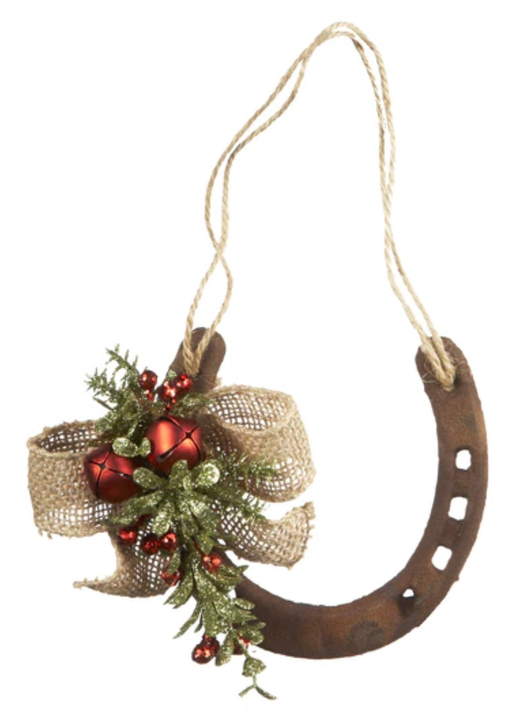 Rustic Horseshoe Ornament, Kissing Krystals Collection