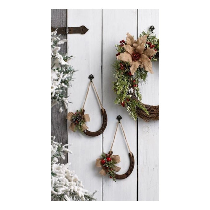 Rustic Horseshoe Ornament, Kissing Krystals Collection