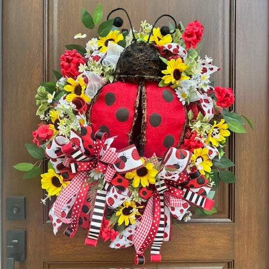 Ladybug Wreath-Handmade