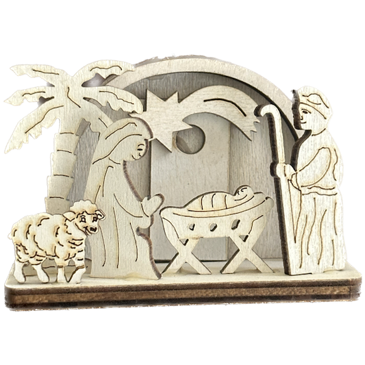 Wood Laser Cut Nativity Ornament, 4 styles