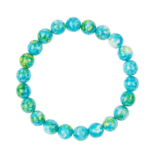 Light Blue Rain Beaded Stretch Bracelet