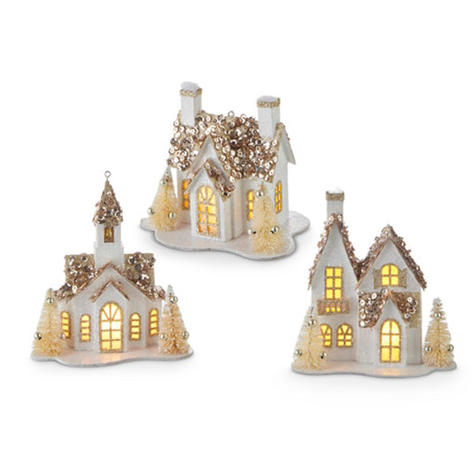 Lighted House Ornament-Assorted, sold seperately