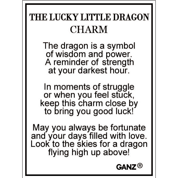 Lucky Little Dragon Charm, with Insert Card