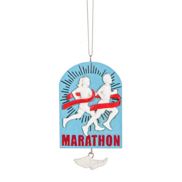 Marathon Runner w/Winged Shoe Dangle Ornament