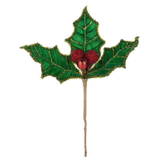 Mini Holly with Berries Pick