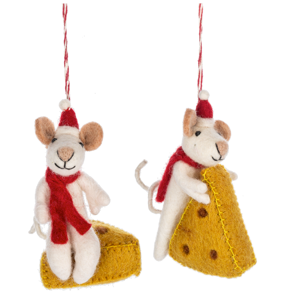 Mouse with Cheese Ornament-Assorted, sold seperately