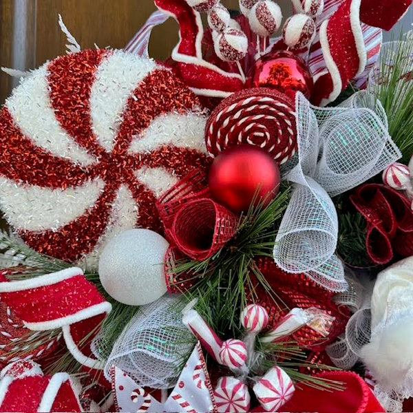 Mrs. Claus Peppermint Wreath-Custom Design, Handmade