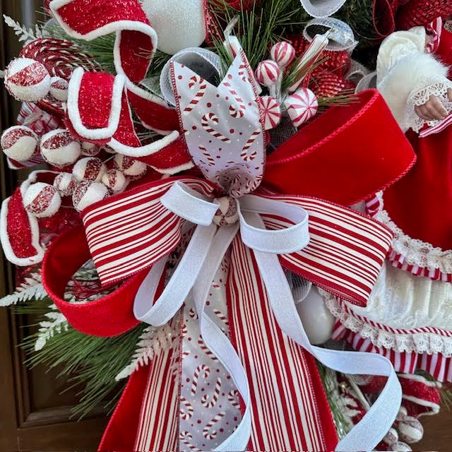 Mrs. Claus Peppermint Wreath-Custom Design, Handmade