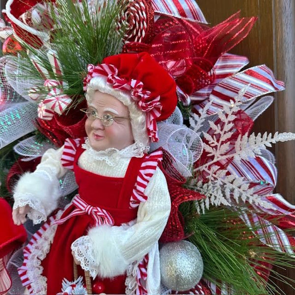 Mrs. Claus Peppermint Wreath-Custom Design, Handmade