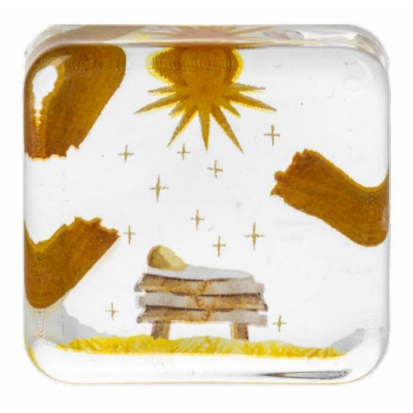 Nativity Glass Pocket Charm on Backer Card - Believe