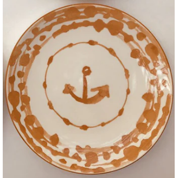 Nautical Stoneware Plate with Anchor-Assorted Colors, sold seperately