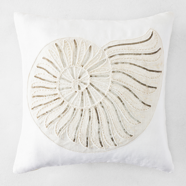 Nautilus Shell Embroidery Pillow