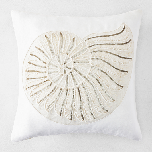 Nautilus Shell Embroidery Pillow