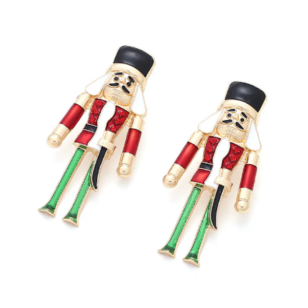 Nutcracker Earrings-Red and Green