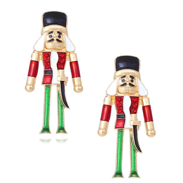 Nutcracker Earrings-Red and Green