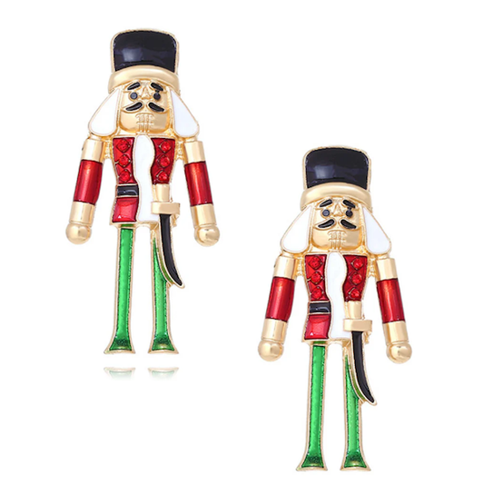 Nutcracker Earrings-Red and Green