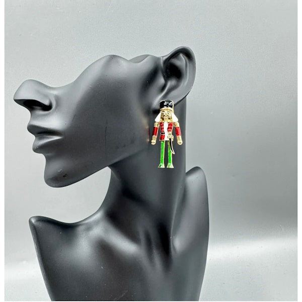 Nutcracker Earrings-Red and Green