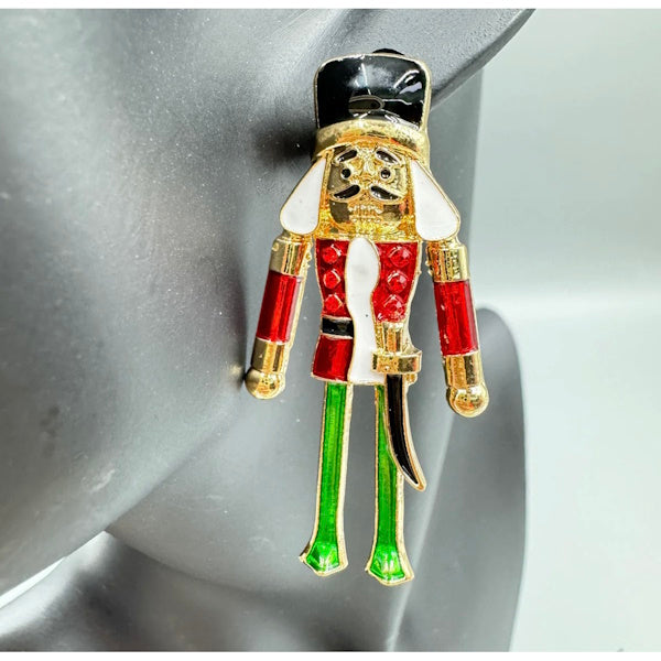 Nutcracker Earrings-Red and Green