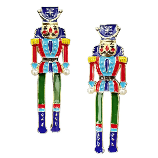 Nutcracker Soldier Earrings-Blue