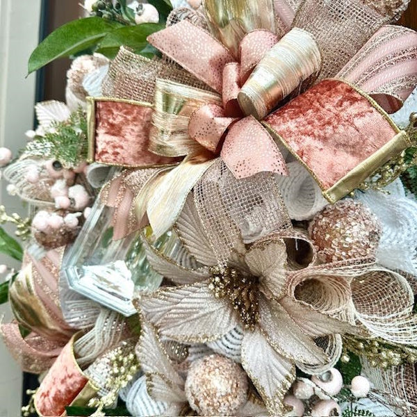 "Peachy Keen" Winter Wreath-Handmade