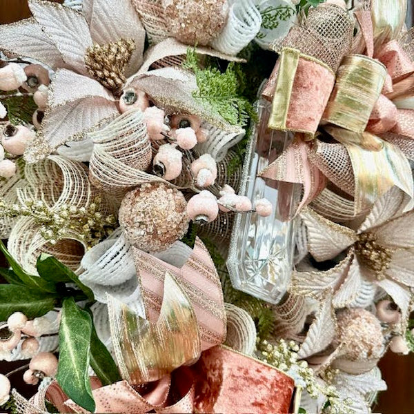 "Peachy Keen" Winter Wreath-Handmade