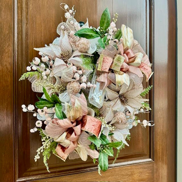 "Peachy Keen" Winter Wreath-Handmade