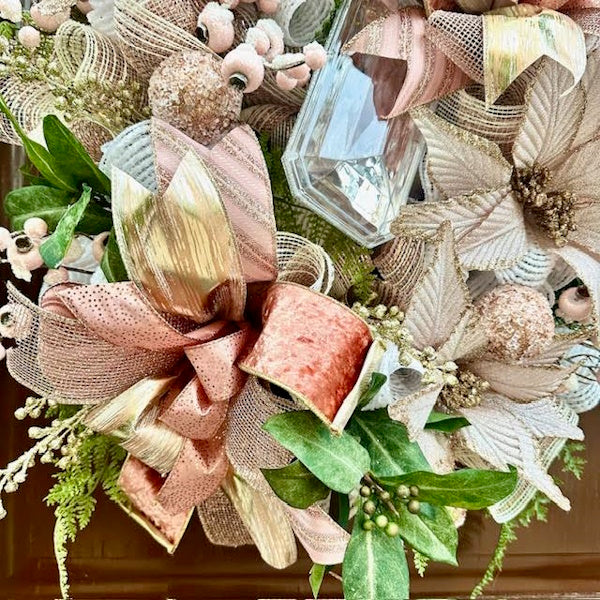"Peachy Keen" Winter Wreath-Handmade