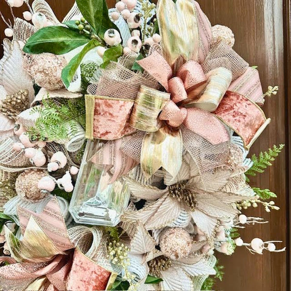 "Peachy Keen" Winter Wreath-Handmade