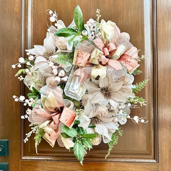 "Peachy Keen" Winter Wreath-Handmade