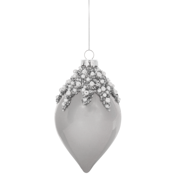 Pearl Encrusted Silver/Grey Ornament-Assorted, sold seperately