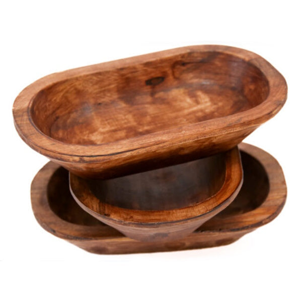 Petite Mango Wood Bread Bowl Container