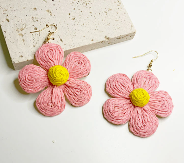 Flower Raffia Earrings