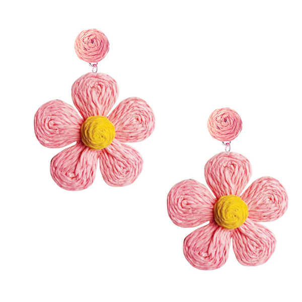 Flower Raffia Earrings
