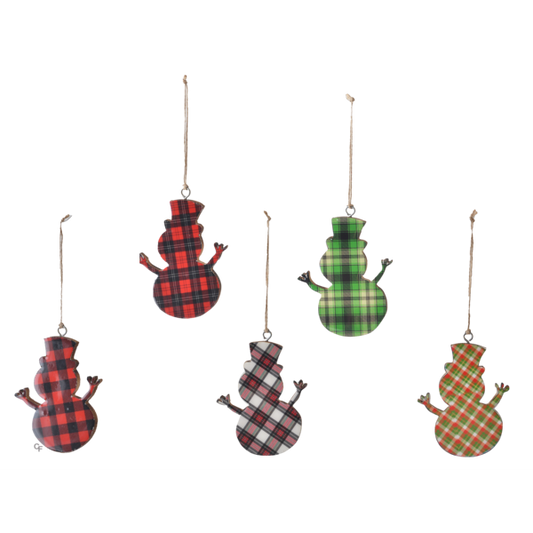 Plaid Snowman Ornament-Assorted Patterns, sold separately