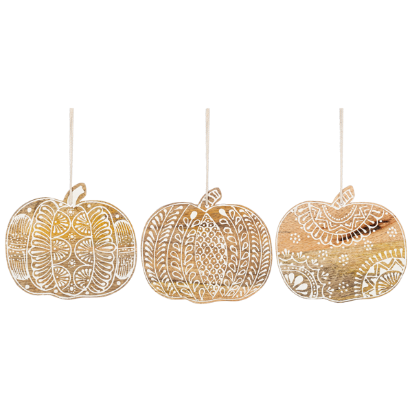 Handpainted Wood Pumpkin Ornament-Assorted, sold seperately