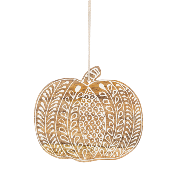 Handpainted Wood Pumpkin Ornament-Assorted, sold seperately