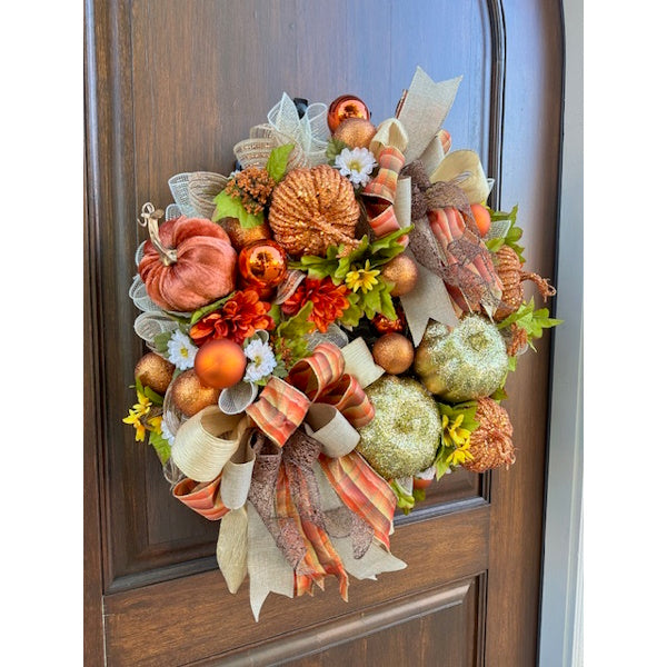 Fall Pumpkin Wreath, Handmade-Custom