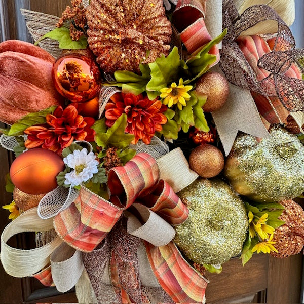 Fall Pumpkin Wreath, Handmade-Custom