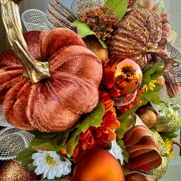 Fall Pumpkin Wreath, Handmade-Custom