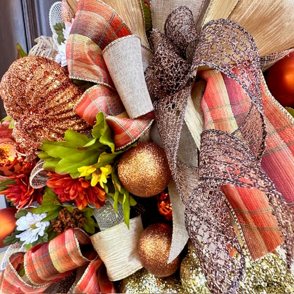 Fall Pumpkin Wreath, Handmade-Custom