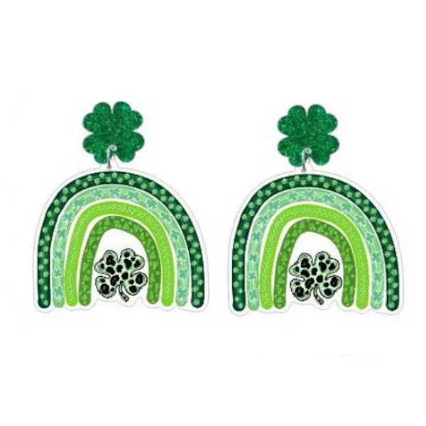 Rainbow Clover Acrylic Earrings