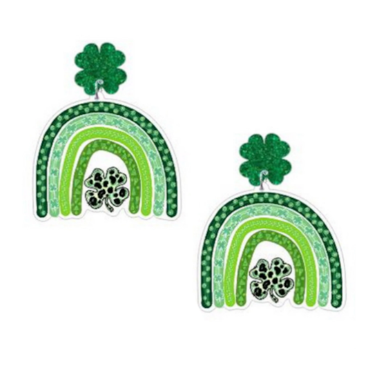 Rainbow Clover Acrylic Earrings