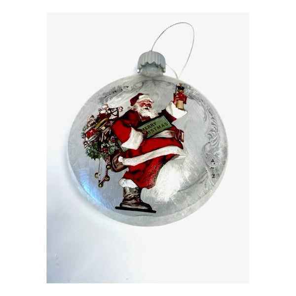 Glass Santa LED Ornament, Assorted